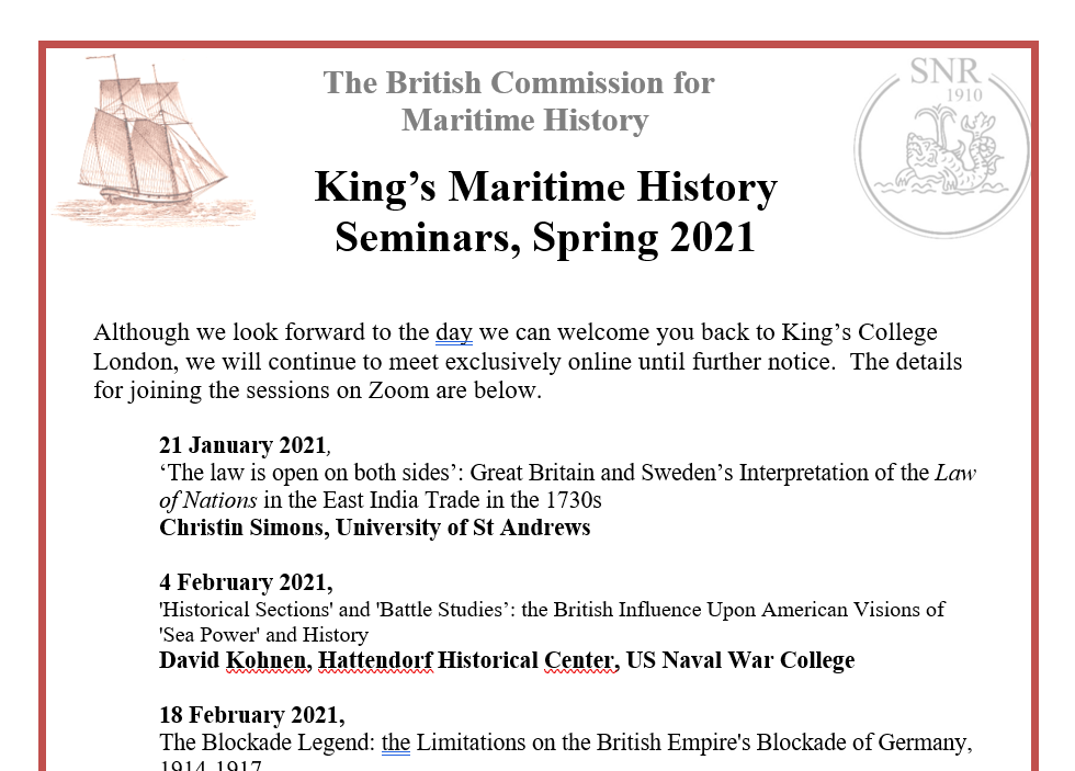 King's Seminars - Spring term 2021